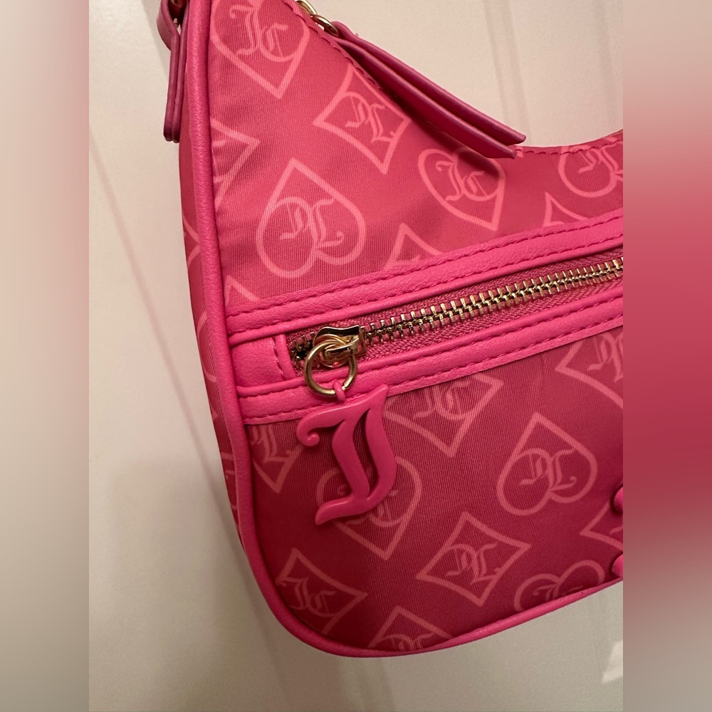 NWT Juicy Couture Bright Hot Pink Monogram Crossbody Bag Y2K Style w/ Coin Pouch - Picture 6 of 13